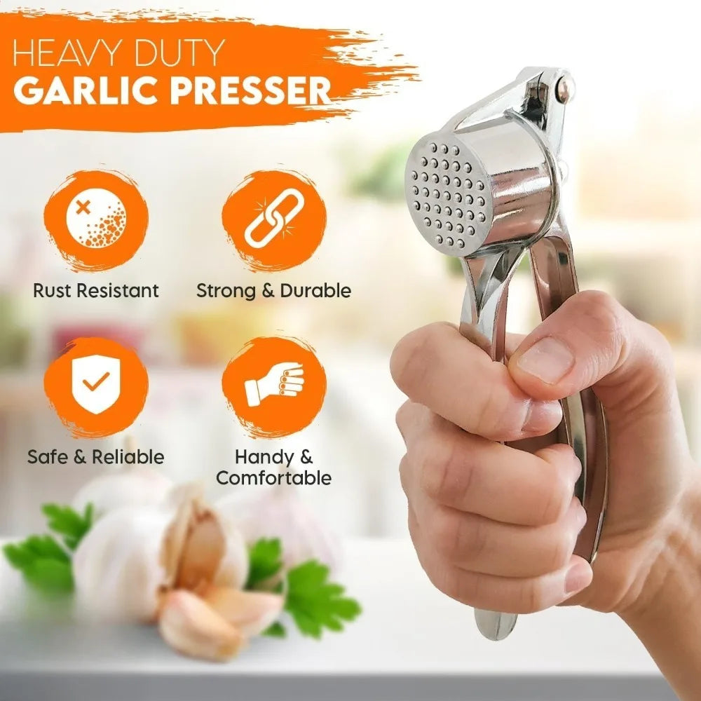 High Efficiency Garlic Press Heavy Duty Garlic Mincer Easy to Squeeze and Clean Rust Proof and Dishwasher Safe Ginger Crusher