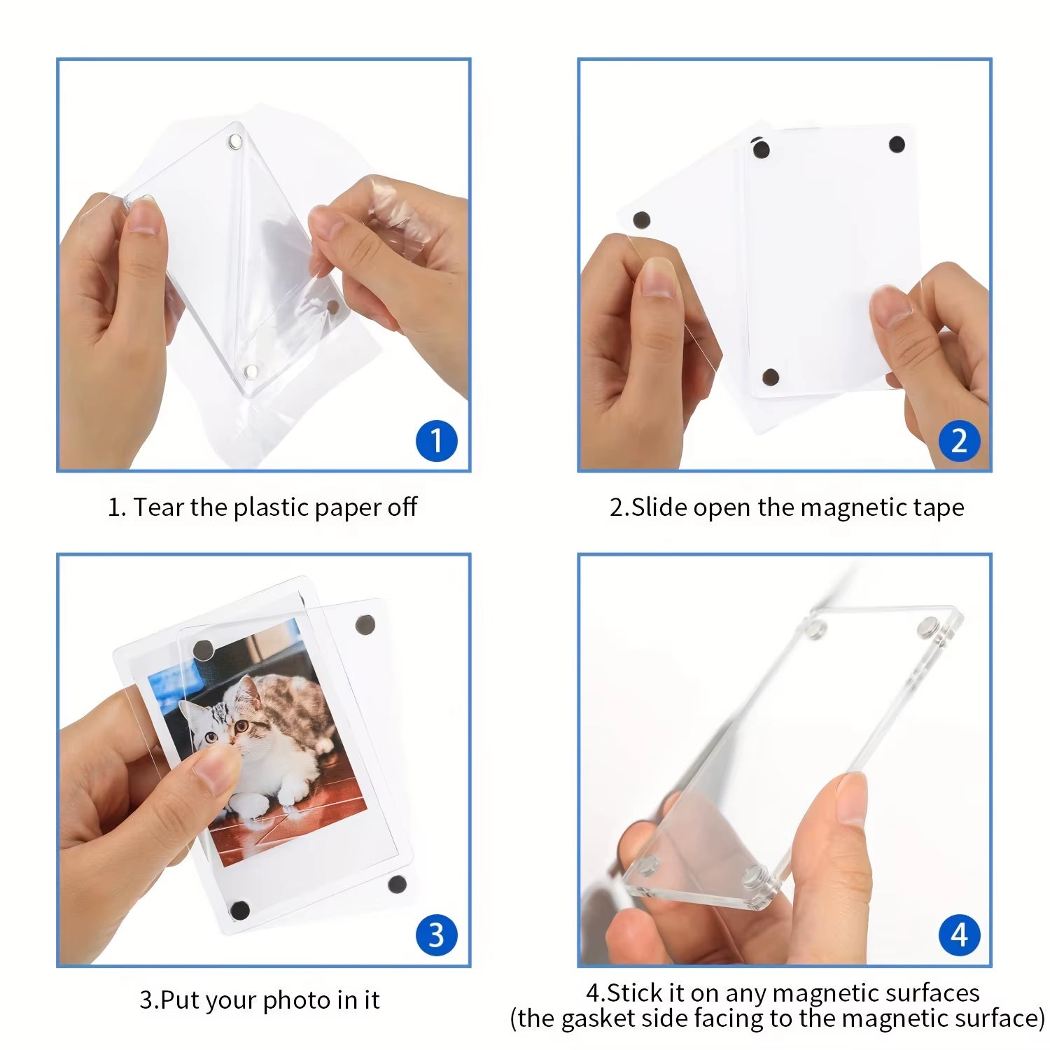 Acrylic Refrigerator Magnetic Frame, Clear Reversible Refrigerator Magnet Photo Frame, Display Frame, for Fujifilm