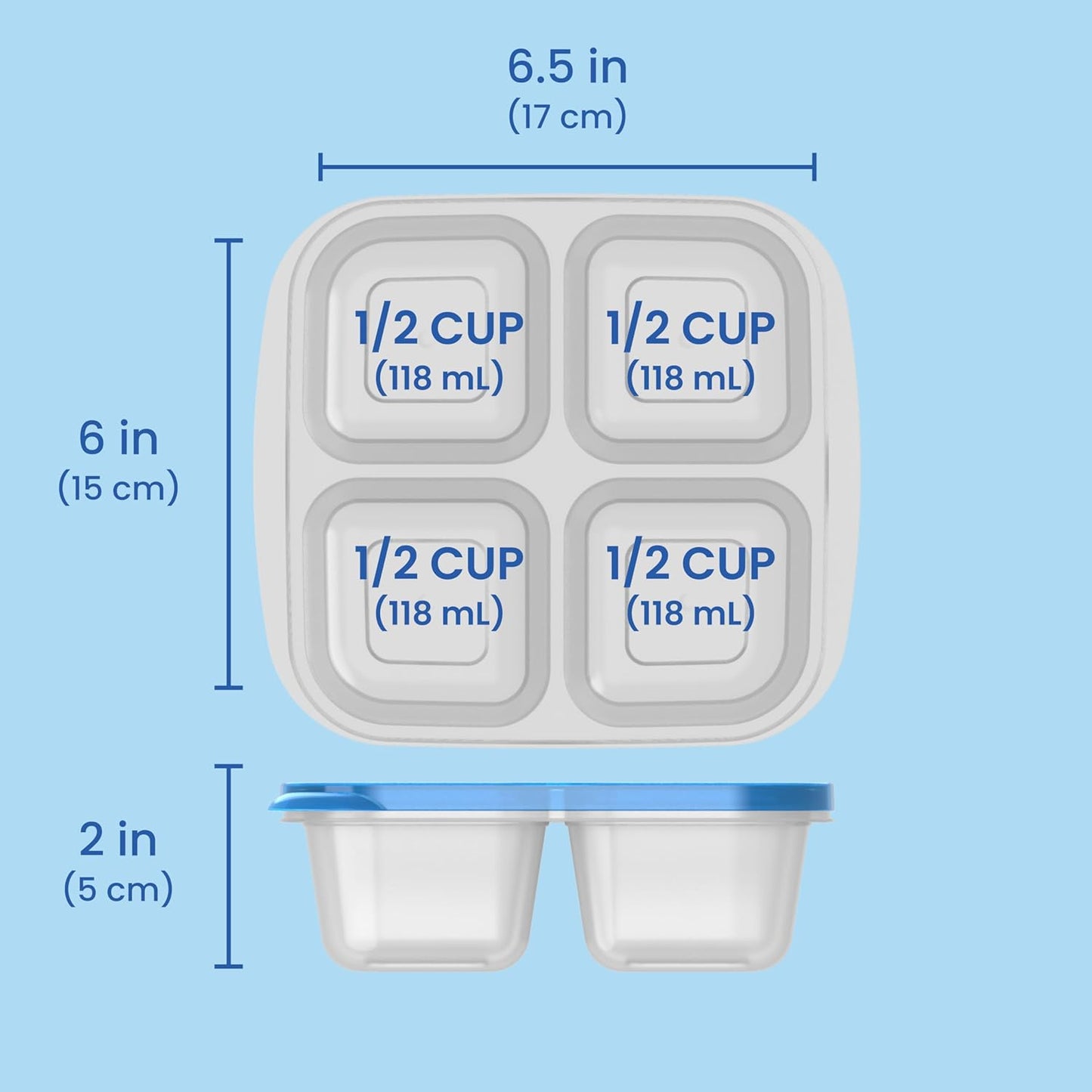 Easylunchboxes® - Bento Snack Boxes - Reusable 4-Compartment Food Containers for School, Work and Travel, Set of 4 (Classic)