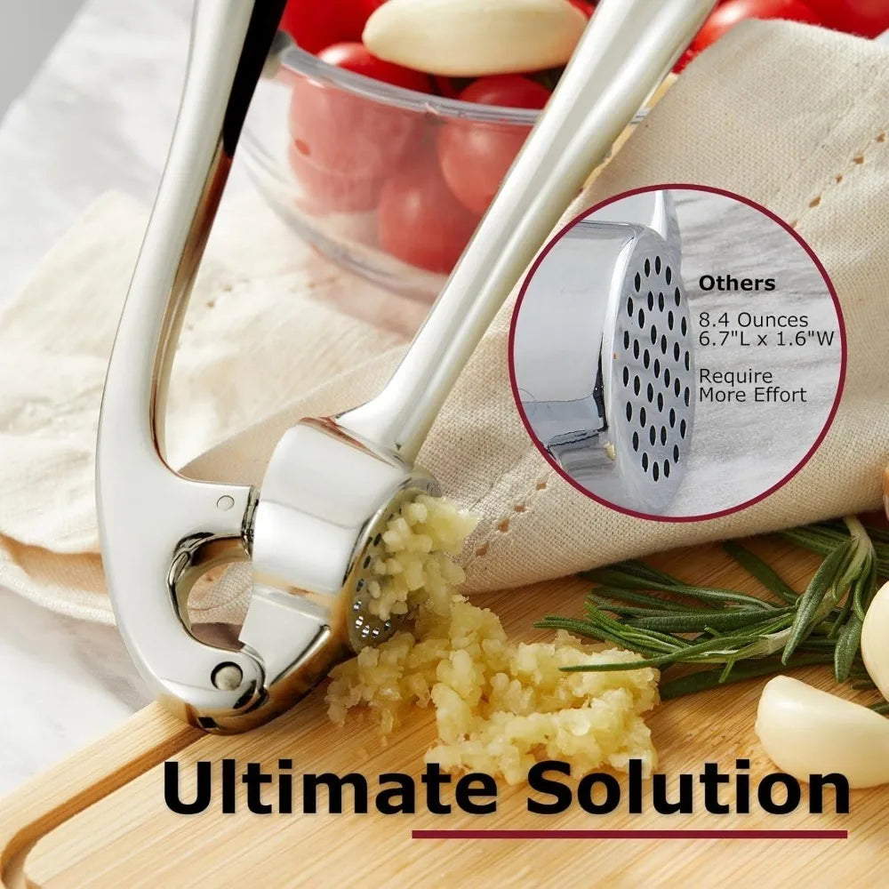 High Efficiency Garlic Press Heavy Duty Garlic Mincer Easy to Squeeze and Clean Rust Proof and Dishwasher Safe Ginger Crusher