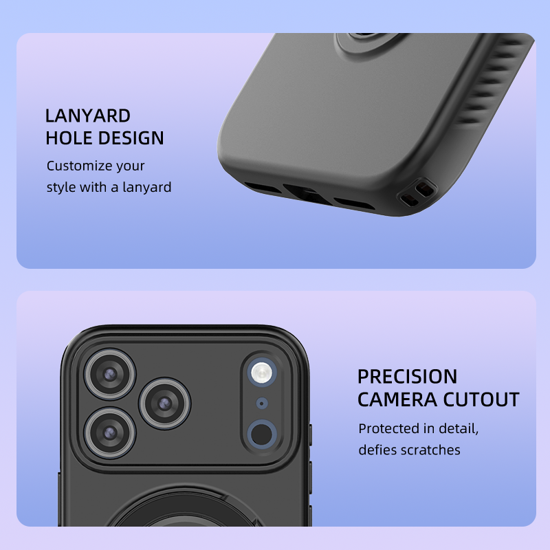 Magnetic Shockproof Phone Case with 360-Degree Rotating Ring Stand and Wireless Charging Support for iPhone 17 Pro – Slim Protective Cover Designed for Home Use, Office Work, Travel, Commuting and Everyday On-the-Go Lifestyle (Black)