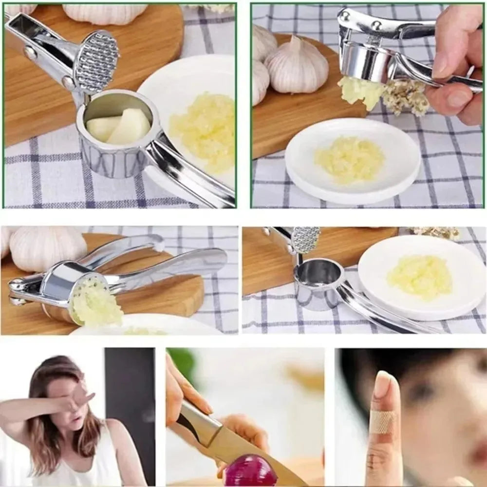 High Efficiency Garlic Press Heavy Duty Garlic Mincer Easy to Squeeze and Clean Rust Proof and Dishwasher Safe Ginger Crusher
