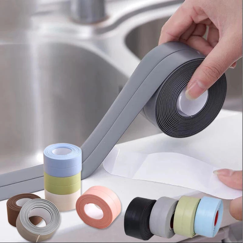 1Pc Bathroom Waterproof Wall Stickers Sealing Tapes PVC Adhesive Sealing Strips Sink Edge Tape Kitchen Bathroom Accessories